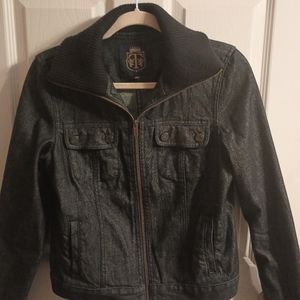 Talbots mixed materials jean jacket,